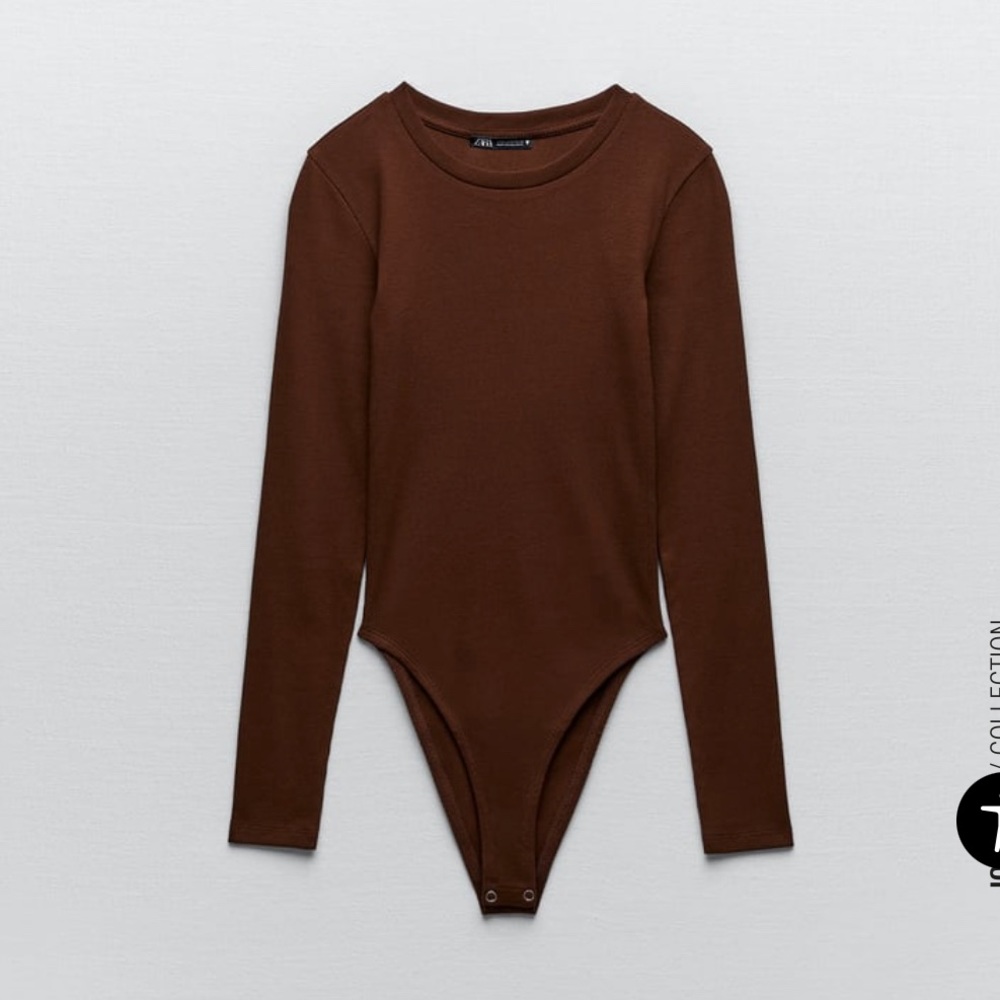 NWT Zara ribbed bodysuit in brown. Size small.